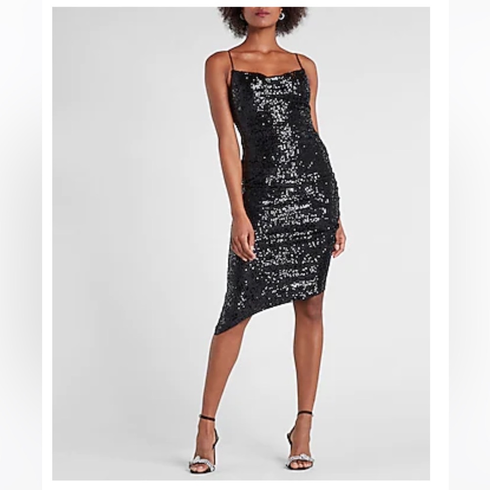 NWT Express Sequin Cowl Neck Dress
